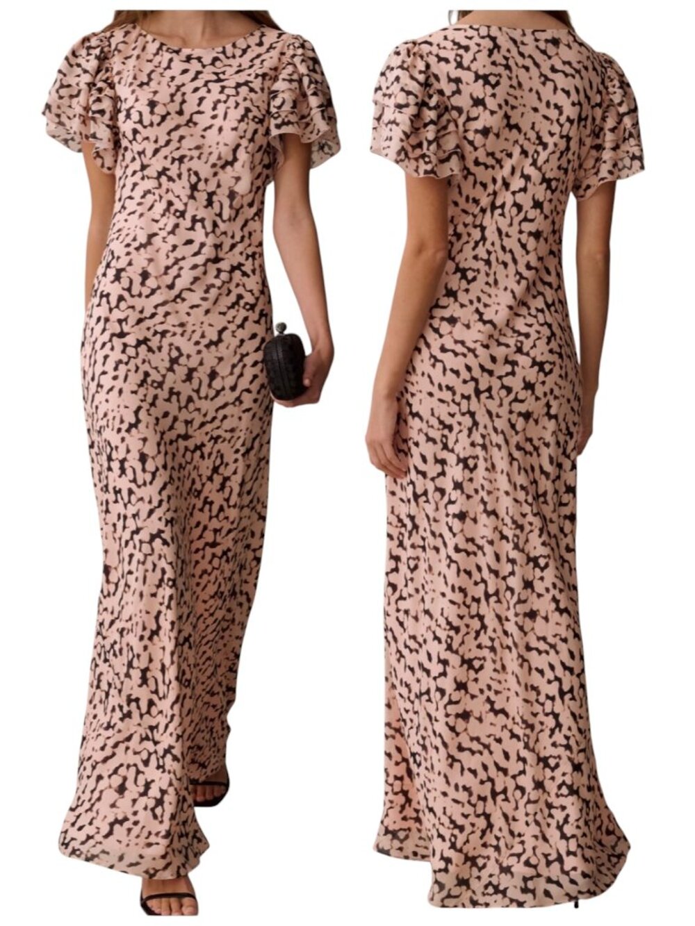 OPT One Pretty Time Leonor 100% Silk Maxi Dress NWT Large Blush Print